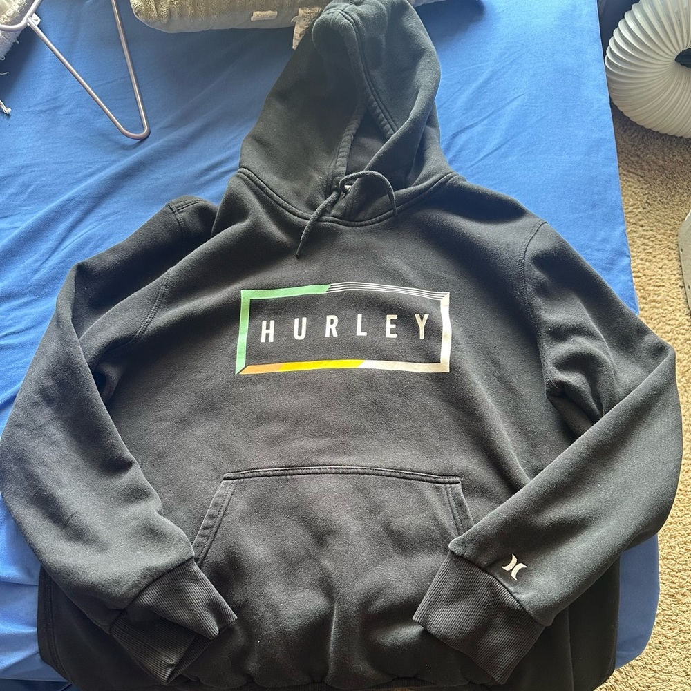 Hurley Black Pullover Mens Graphic Hoodie Size XL